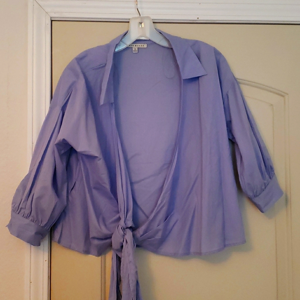 Light Blue Wrap Top